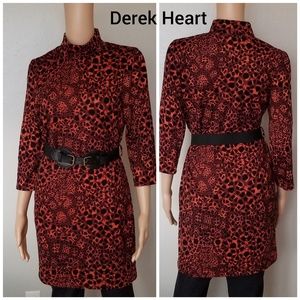 Derek Heart Orange & Black Bodycon Dress w/ Belt